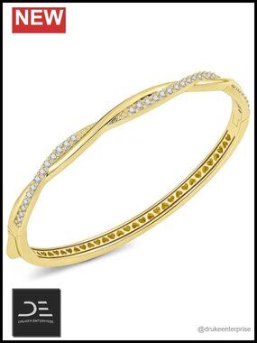 Moissanite Infinity Twisted Bracelet 14K Gold Plated